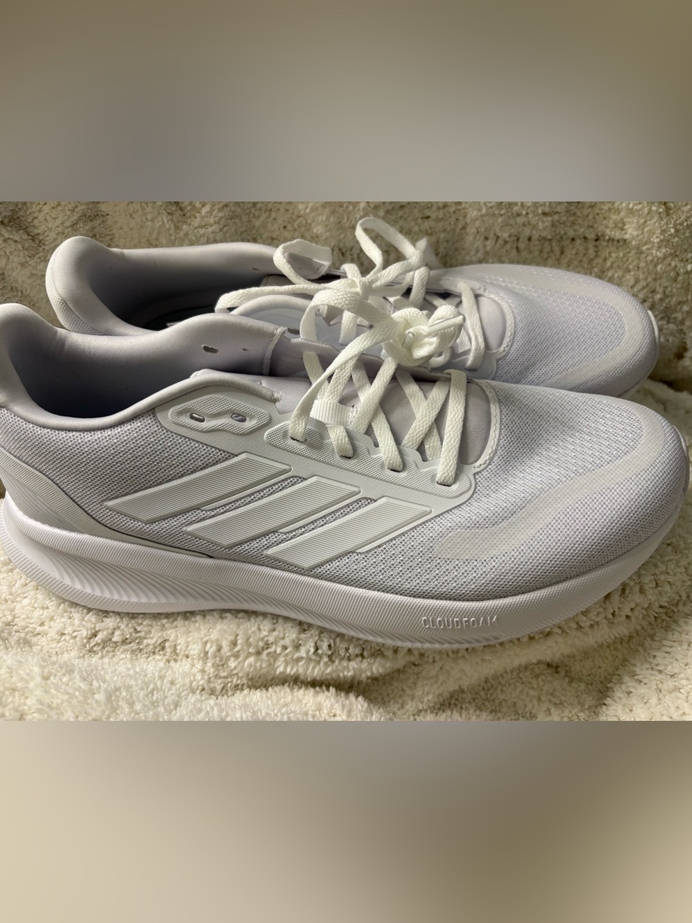 adidas White Mesh Cloudfoam Lace-Up Sneakers - run falcon 5w women’s size 10